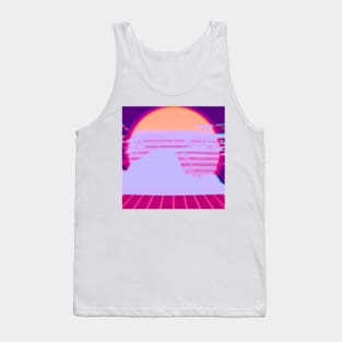 retrowave mountain VHS purple-red Tank Top